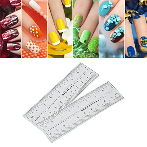 Nail Measure Ruler, 10PCS Fake Nails Measuring Rul Nail Measure Ruler, Nail Measuring Ruler Fake Measuring Ruler Professional Portable Transparent Nail Art PVC Soft Ruler for Nail