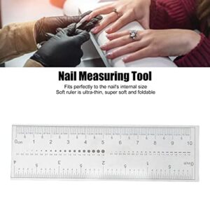 Nail Measure Ruler, 10PCS Fake Nails Measuring Rul Nail Measure Ruler, Nail Measuring Ruler Fake Measuring Ruler Professional Portable Transparent Nail Art PVC Soft Ruler for Nail