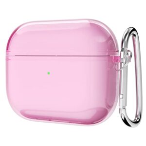 svanove for airpods pro 3rd generation case clear (2021), transparent cute airpods 3 case silicone cover accessories, soft tpu rubber airpods case for women girl, pink