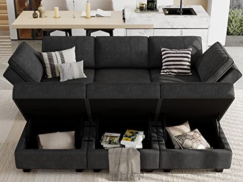 Belffin Modular Sofa Bed Module Sectional Sleeper Sofa Convertible Sectional Couch Bed Set Sleeper Couches Dark Grey