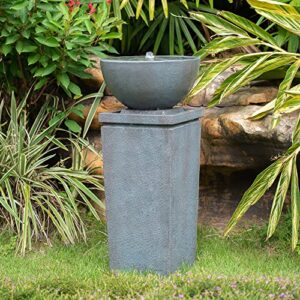 a&b home 44" zen modern outdoor floor standing bowl fountain for garden patio backyard deck home lawn porch house relaxation, gray