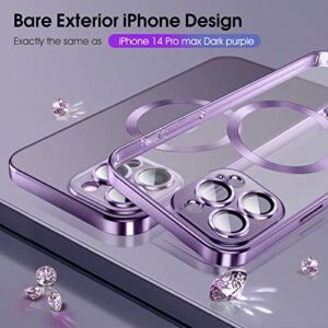 Magnetic Clear for iPhone 14 Pro Case with MagSafe [Integrated Camera Protection Glass] [Original iPhone Exterior] Silicone Cover Slim Thin [Non-Yellowing] Anti-Fingerprint Scratch Wireless Charging