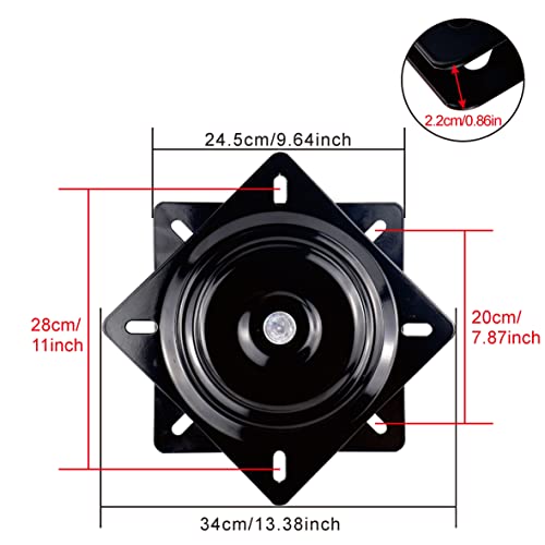 10 Inch Lazy Susans Hardware，Heavy Duty Lazy Susan Rotating Plate Turntable with 600bl Load for DIY Project, Table, Bar Chair(Black)