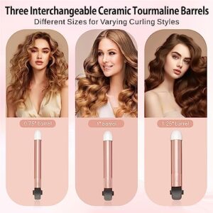 3 in 1 Auto Rotating Curling Iron - TOP4EVER Automatic Hair Curler with Interchangeable Curling Wand (0.75", 1", 1.25"), Adjustable Temp, Instant Heat Hair Styling Hot Tools for All Hair Types