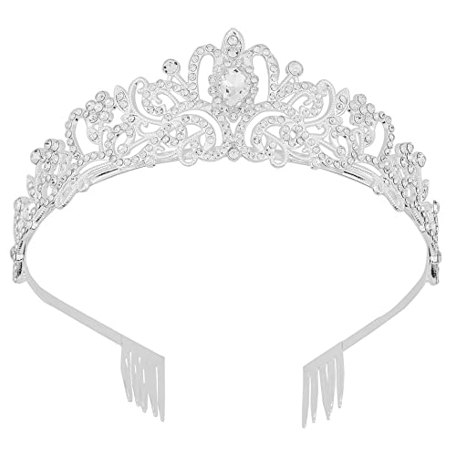 Silver Birthday Tiara and Crown for Women Girls Headband Birthday Girl Princess Decoration Supplies Favor Gift Set