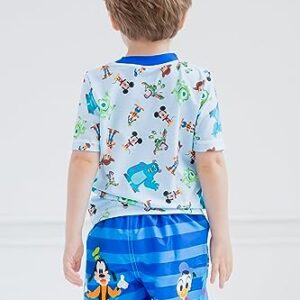 Disney Pixar Toy Story Monsters Inc. Mickey Mouse D100 Infant Baby Boys Rash Guard and Swim Trunks Outfit Set Blue 24 Months