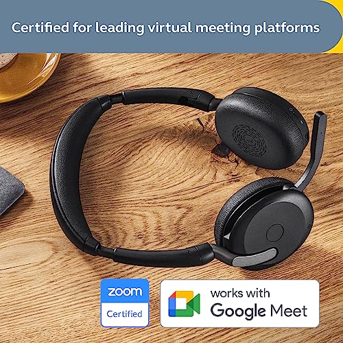 Jabra Evolve2 65 Flex Wireless Stereo Headset - Bluetooth, Noise-Cancelling ClearVoice Technology & Hybrid ANC - Works with All Leading UC Platforms Such As Zoom & Google Meet - Black