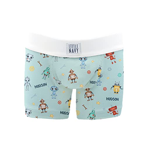 PERSONALIZED PREMIUM BOYS BOXER BRIEF (3 PACK) - Robot World Boy BLUE (4T)