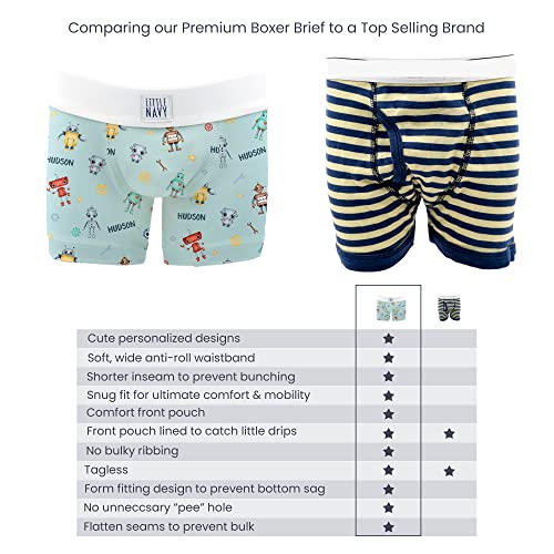 PERSONALIZED PREMIUM BOYS BOXER BRIEF (3 PACK) - Robot World Boy BLUE (4T)