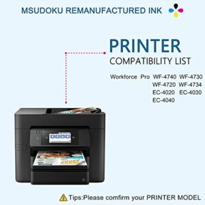 Msudoku 802XL Ink Cartridges Remanufactured Replacement for Epson 802 Ink Cartridges Combo Pack 802XL T802XL T802 Use with Workforce Pro WF-4730 WF-4740 WF-4734 Printers（4 Pack）