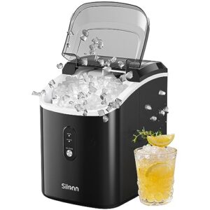 nugget ice maker countertop - 33lbs/24h, silonn pebble ice maker machine with self-cleaning function, ice makers for home kitchen office