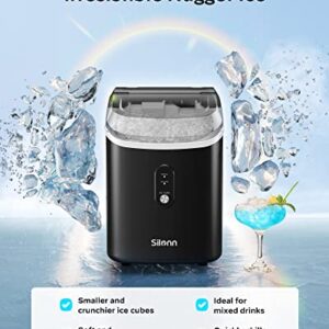 Nugget Ice Maker Countertop - 33lbs/24H, Silonn Pebble Ice Maker Machine with Self-Cleaning Function, Ice Makers for Home Kitchen Office