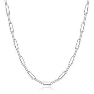 glijwele silver chain necklace for women 3mm paperclip chain necklace silver chain necklace for women 925 sterling silver paperclip chain silver chain for women 18 inch