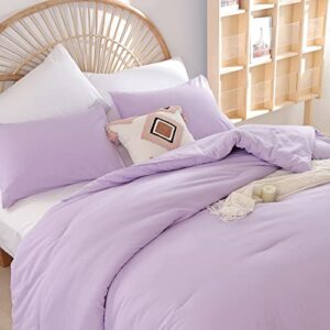 weigelia Lavender Queen Comforter Set 3PCS Purple Comforter Modern Bedding Comforter Set for All Season Soft Lightweight Microfiber Comforter Set (1 Comforter, 2 Pillowcases)