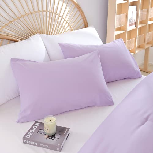 weigelia Lavender Queen Comforter Set 3PCS Purple Comforter Modern Bedding Comforter Set for All Season Soft Lightweight Microfiber Comforter Set (1 Comforter, 2 Pillowcases)