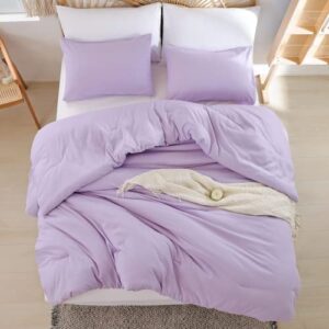 weigelia Lavender Queen Comforter Set 3PCS Purple Comforter Modern Bedding Comforter Set for All Season Soft Lightweight Microfiber Comforter Set (1 Comforter, 2 Pillowcases)