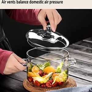 Glass Cooking Pot - 2L/67oz Heat-Resistant Borosilicate Glass Handmade Cookware Set stovetop Pot - Safe for Pasta Noodle, Soup, Milk, Tea (2L/67oz)