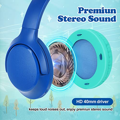 FFZ Kids Headphones Wireless, Bluetooth Headphones for Kids with Volume Limited, Adjustable Over Ear Headphones Built in Microphone Bluetooth 5.3 for Boys Girls, School, Travel, iPad, Tablet, PC