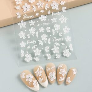 5D Flowers Nail Art Stickers, 6 Sheets Self Adhesive Nail Decals Spring Daisy Nail Art Design Cherry Blossom Stickers for Acrylic Nails Gold Bronzing Pegatinas Uñas Nail Stickers for Women