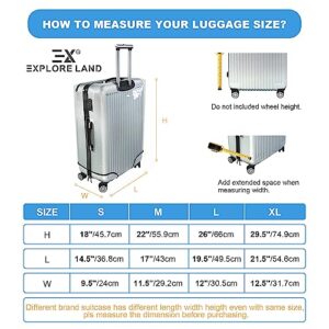 Explore Land Clear Luggage Cover Durable Transparent Suitcase Protector for Travel (Clear PVC, M(24-26 inch luggage))