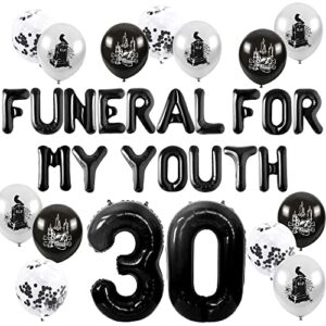 jevenis funeral for my youth 30th birthday decoration rip to my 20s balloons rip twenties balloons gothic birthday decoration 30 birthday gift death to my 20s banner