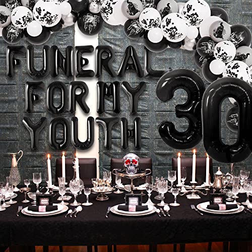 JeVenis Funeral for My Youth 30th Birthday Decoration Rip to My 20s Balloons Rip Twenties Balloons Gothic Birthday Decoration 30 Birthday Gift Death to My 20s Banner