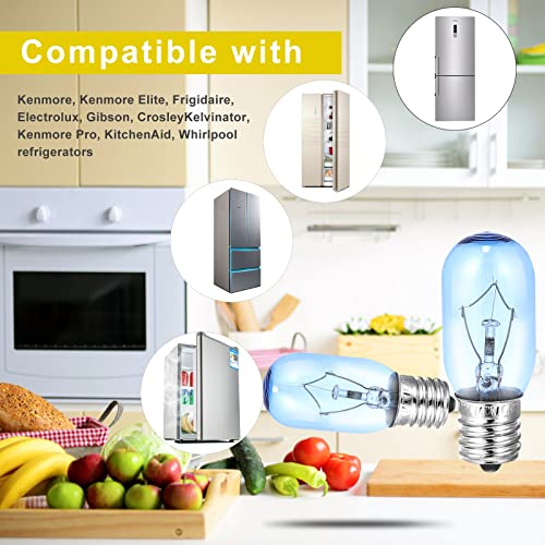 LaWana T8 297048600 241552802 Refrigerator Light Bulb, 40W Replacement Bulb Compatible with Whirlpool, KitchenAid, Electrolux, Kenmore and Frigidaire, Kitchen Appliance(2 Pack)