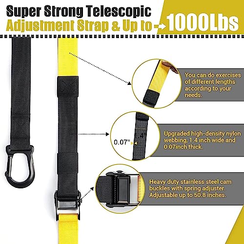 Home Resistance Training Kit, Resistance Trainer Fitness Straps for Full-Body Workout, Bodyweight Resistance Bands with Handles, Door Anchor, Workout Guide for Home Gym (Resistance) (Black, Yellow)