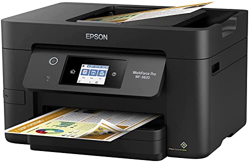 Epson Workforce Pro WF-3820 Wireless All-in-One Color Inkjet Printer, Black - Print Scan Copy Fax - 4800 x 2400 dpi, 21 ppm, 8.5 x 14, 35-Sheet ADF, Auto 2-Sided Printing, WiFi Direct, USB, Ethernet