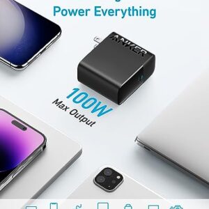 Mac Book Pro Charger, 100W USB C Charger, Anker Compact and Foldable Fast Charger for MacBook Pro, MacBook Air, Samsung Galaxy, iPad Pro, and All USB C Devices, 5 ft USB C to USB C Cable Included