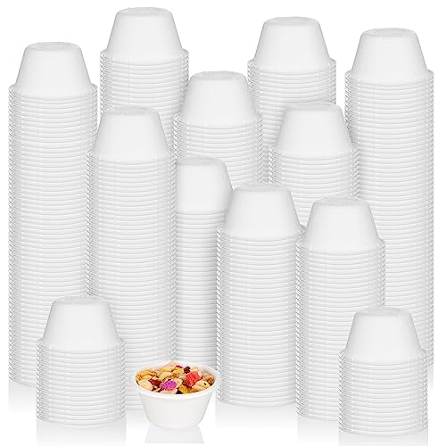 Zubebe 800 Pack 2 oz Bagasse Fiber Souffle Cups Condiment Cups Small Sauce Cups White Paper Sample Cups Mini Tasting Cups for Condiment Tasting Dessert Serving