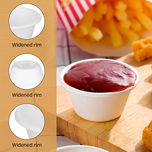 Zubebe 800 Pack 2 oz Bagasse Fiber Souffle Cups Condiment Cups Small Sauce Cups White Paper Sample Cups Mini Tasting Cups for Condiment Tasting Dessert Serving