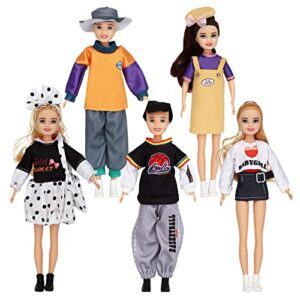 onest 5 sets 12 inch fashion girl dolls include 5 pieces girl fashion dolls, 5 pieces handmade doll clothes, 5 pairs of doll shoes