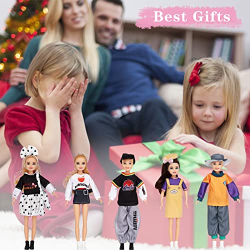 ONEST 5 Sets 12 Inch Fashion Girl Dolls Include 5 Pieces Girl Fashion Dolls, 5 Pieces Handmade Doll Clothes, 5 Pairs of Doll Shoes