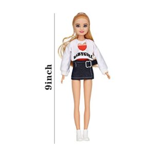 ONEST 5 Sets 12 Inch Fashion Girl Dolls Include 5 Pieces Girl Fashion Dolls, 5 Pieces Handmade Doll Clothes, 5 Pairs of Doll Shoes