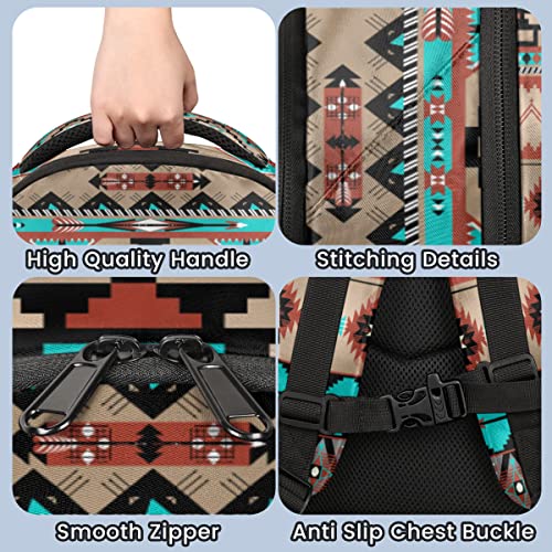 Funky Qiu Abstract Aztec Navajo Stripe Backpack for Woman Man Girls Boys Causual School Bookbag Durable Lightweight Laptop Backpack Daypack for Travel Hiking College