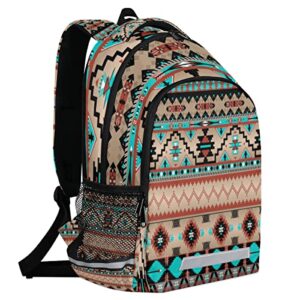 Funky Qiu Abstract Aztec Navajo Stripe Backpack for Woman Man Girls Boys Causual School Bookbag Durable Lightweight Laptop Backpack Daypack for Travel Hiking College