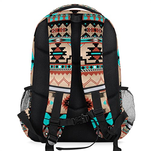 Funky Qiu Abstract Aztec Navajo Stripe Backpack for Woman Man Girls Boys Causual School Bookbag Durable Lightweight Laptop Backpack Daypack for Travel Hiking College