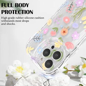 Newseego for iPhone 14 Pro Max Case, Cute Colorful Flower Curly Wave Clear Case with Lovely Flower Bracelet Chain for Women Girls Soft TPU Shockproof Protective Case Cover for iPhone 14 Pro Max