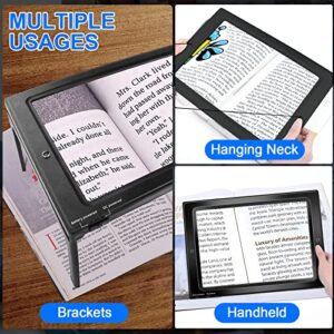 4X Magnifying Glass for Reading, 10＂x 6＂Large Full Page Magnifier with 50 Ultra-Bright LED Lights, Evenly Lit Perfect for Low Vision Person and Seniors