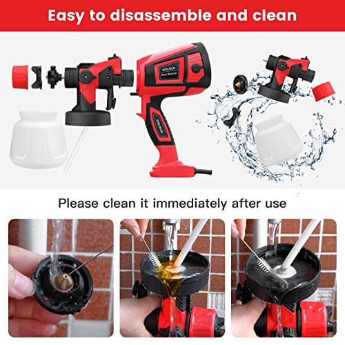 DRILBUR Paint Sprayer, 700W High Power HVLP Spray Gun, 3 Copper Nozzles & 3 Patterns,Paint Sprayers for Home Interior and Exterior,Furniture, Cabinets, Fence, Car, Bicycle, Garden Chairs etc.