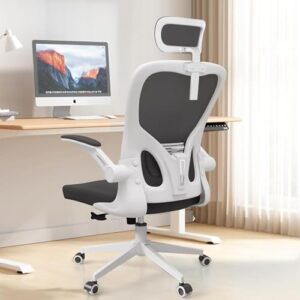 monhey big and tall office chair, heavy duty office chair, ergonomic office chair with adjustable headrest, lumbar support, 2d armrest, home office desk chairs 300lbs with metal base - white