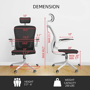 Monhey Big and Tall Office Chair, Heavy Duty Office Chair, Ergonomic Office Chair with Adjustable Headrest, Lumbar Support, 2D Armrest, Home Office Desk Chairs 300lbs with Metal Base - White