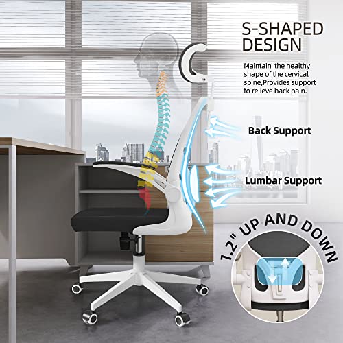 Monhey Big and Tall Office Chair, Heavy Duty Office Chair, Ergonomic Office Chair with Adjustable Headrest, Lumbar Support, 2D Armrest, Home Office Desk Chairs 300lbs with Metal Base - White