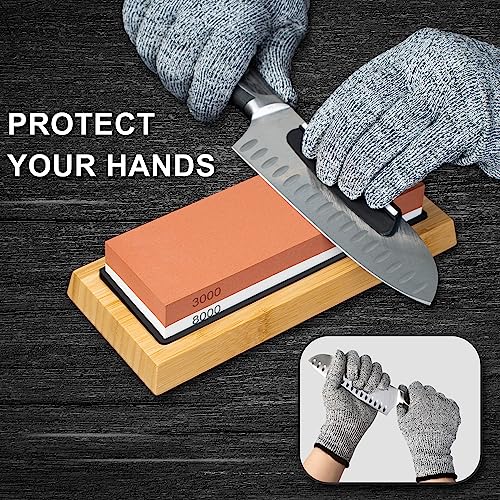 Bellsal Knife Sharpening Stone Whetstone Knife Sharpener Wet Stones Chisel Sharpening Kit Stones Leather Strop Honing Guide for Sharpeners Knives