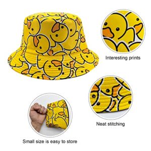 Bucket Hats Double-Side-Wear Reversible Fashion Sun Cap 80s 90s Hippie Fisherman Hat 80s Theme Party for Women Men (Rubber Duck Pattern)