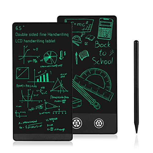 Amoretti Sonnet Mini LCD Writing Tablet, 6.5in Double Display Erasable Reusable Electronic Drawing Pads, Electronic scratchpad for Kids and Adults（Black