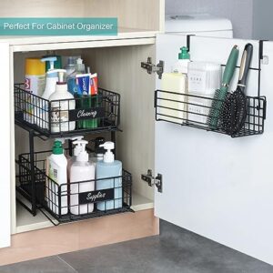 Upgraded Under Sink Organizers and Storage, Pull Out Under Bathroom Cabinet Organizer with A Extra Multiple Functional Basket, Sliding Out Closet Organizer Basket, Height Between 2 Drawers: 10.36in