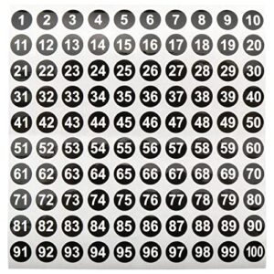 Number Stickers MEETOOT 20 Sheets 1 to 100 Consecutive Number Stickers Self Adhesive 0.4" Round Number Labels