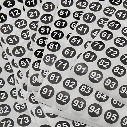 Number Stickers MEETOOT 20 Sheets 1 to 100 Consecutive Number Stickers Self Adhesive 0.4" Round Number Labels